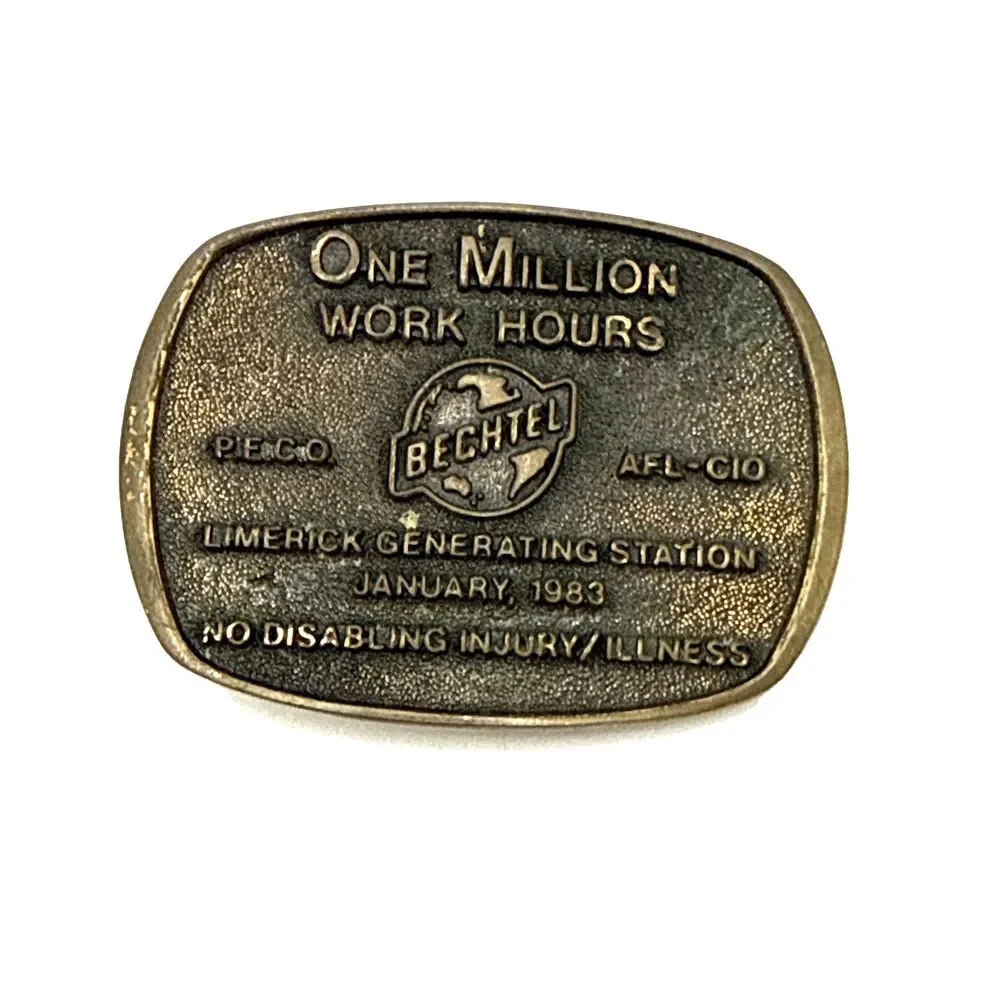 Vintage '83 LIMERICK GENERATING STATION Bechtel AFL-CIO Belt Buckle Safety Award